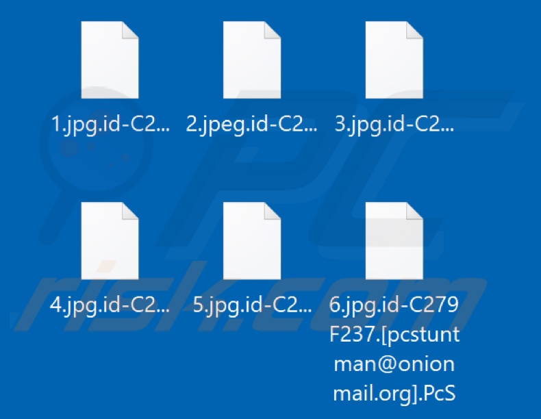 Files encrypted by PcS ransomware (.PcS extension)