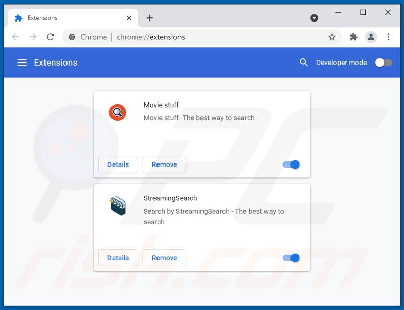 Removing prostreamsearch.com related Google Chrome extensions