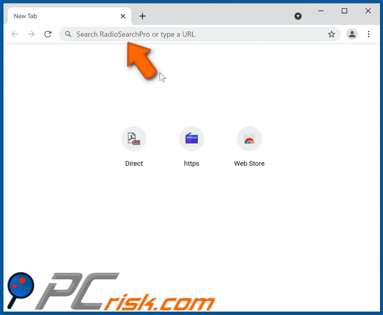 RadioSearchPro browser hijacker redirecting to nearbyme.io (GIF)