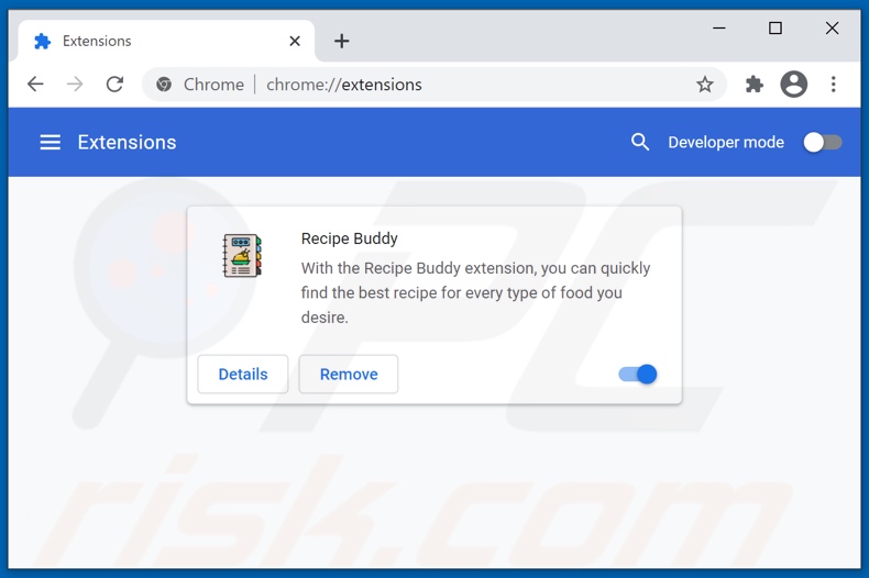 Removing Recipe Buddy ads from Google Chrome step 2