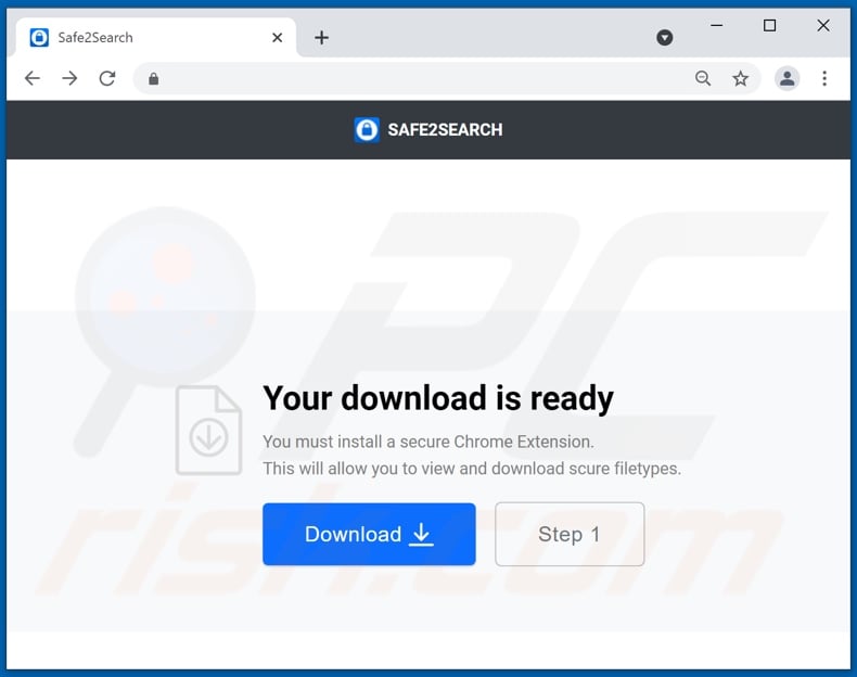Website used to promote Safe2Search browser hijacker