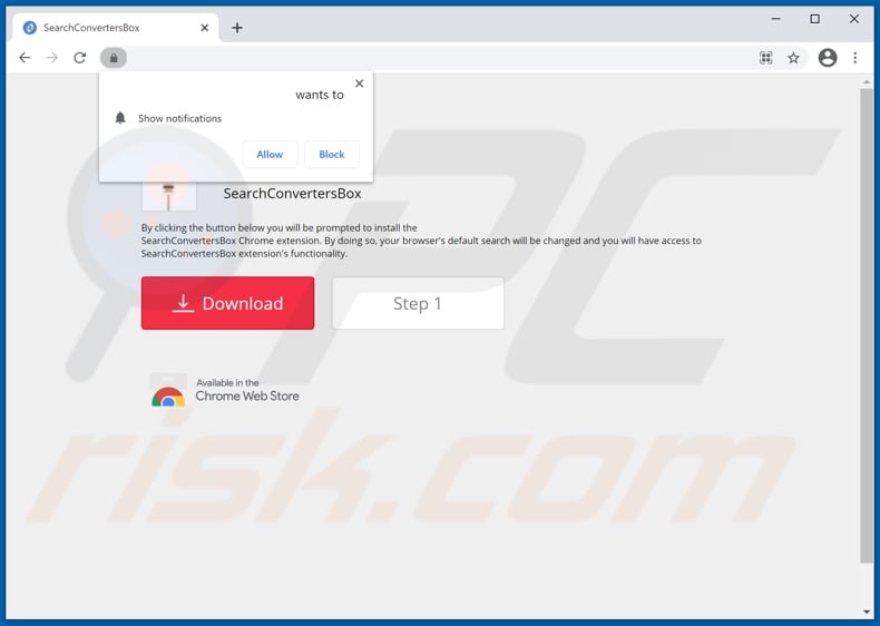 Website used to promote SearchConvertersBox browser hijacker
