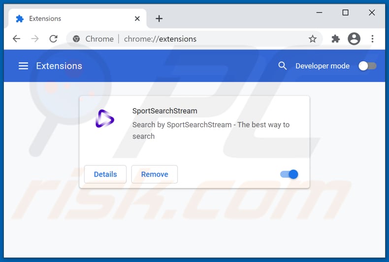 Removing sportsearchstream.com related Google Chrome extensions