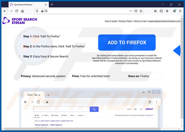 sportsearchstream browser hijacker promoter firefox