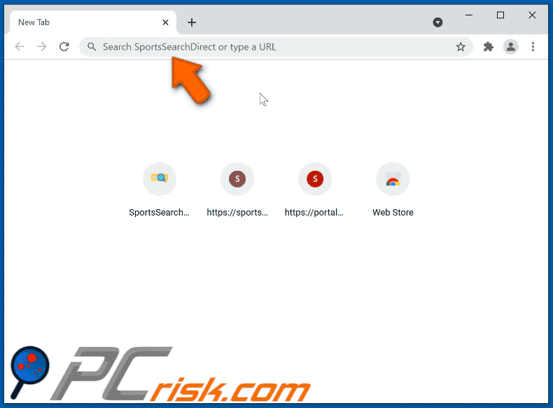 SportsSearchDirect browser hijacker redirecting to searchlee.com (GIF)
