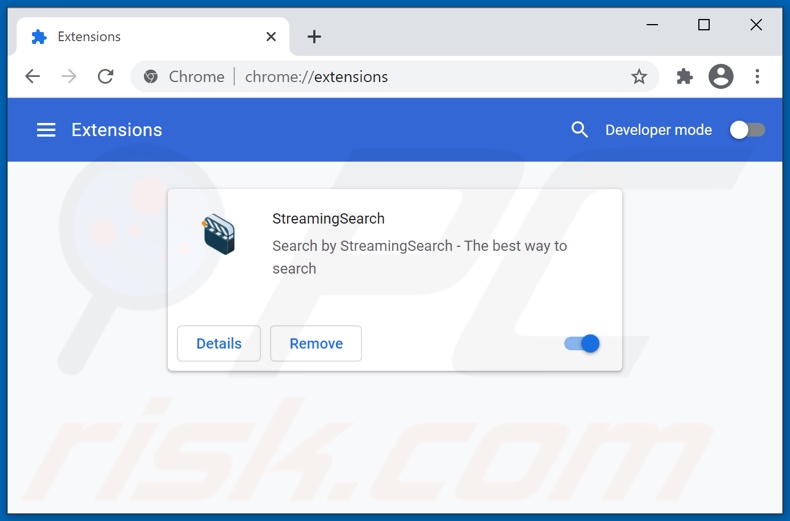 Removing streaming-search.com related Google Chrome extensions