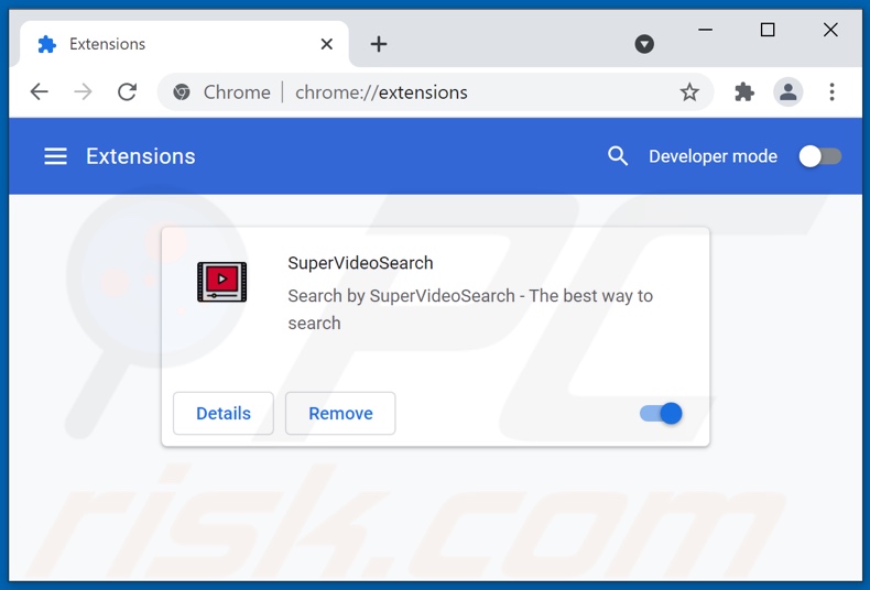 Removing supervideosearch.com related Google Chrome extensions