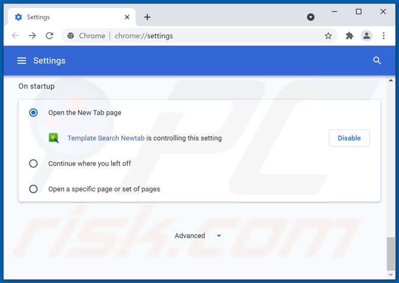Removing templatesearch-site.com from Google Chrome homepage