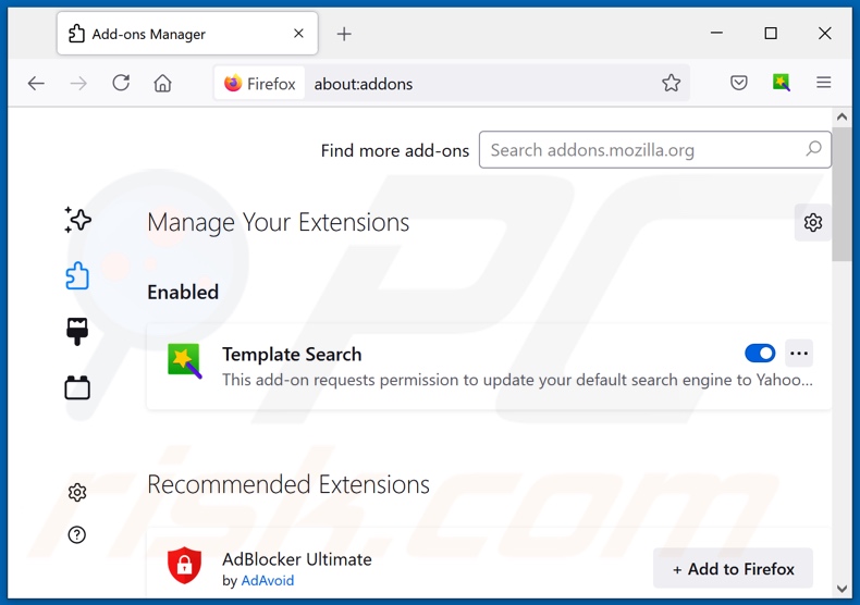 Removing templatesearch-site.com related Mozilla Firefox extensions