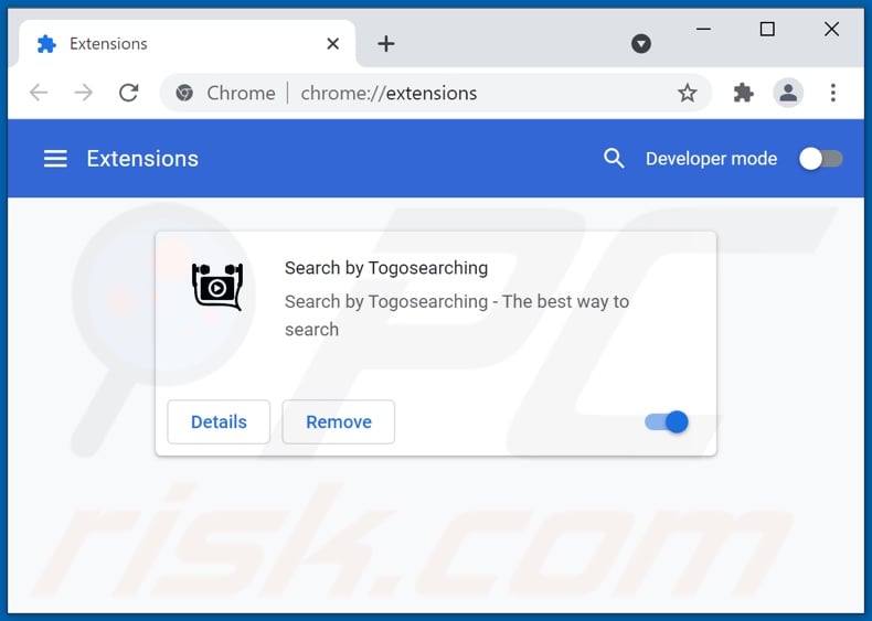 Removing togosearching.com related Google Chrome extensions