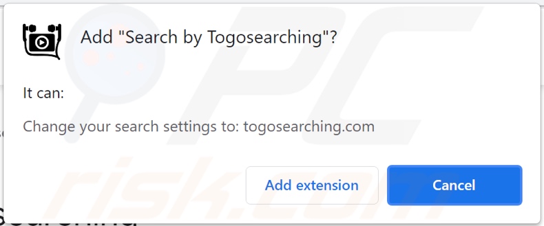 Togosearching browser hijacker asking for permission