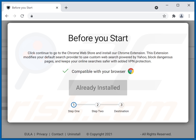 Website used to promote Total Privacy browser hijacker