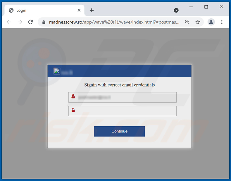 Phishing site promoted via Upgrade Email spam (madnesscrew[.]ro)