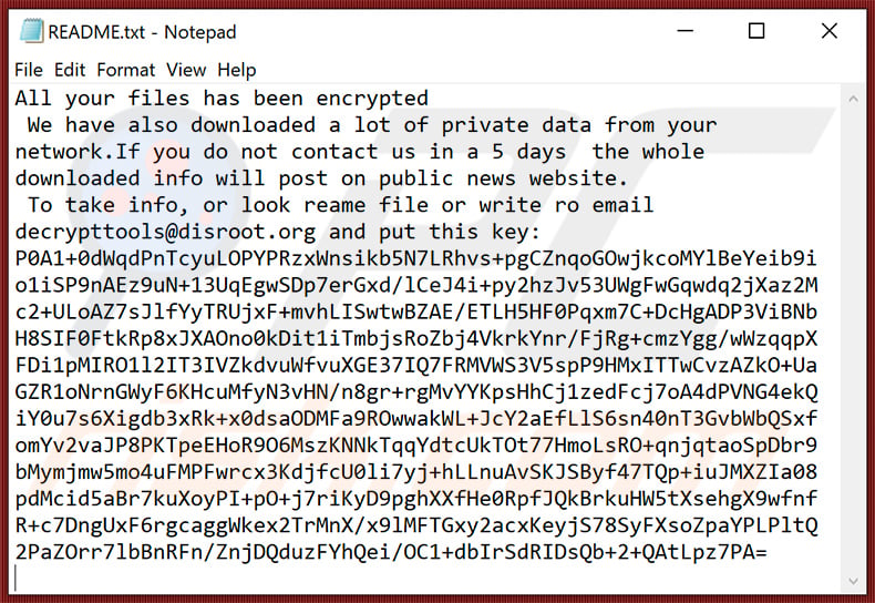 Updated Venus ransomware text file