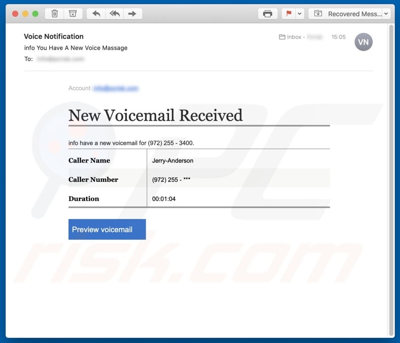 Voicemail email spam campaign