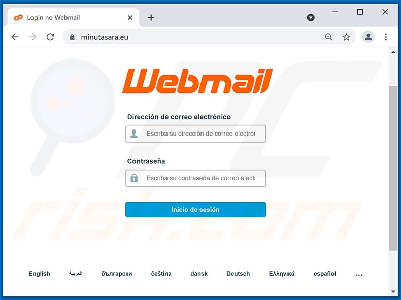 Webmail-themed phishing website promoted via email spam (2021-07-16 - minutasara[.]eu)