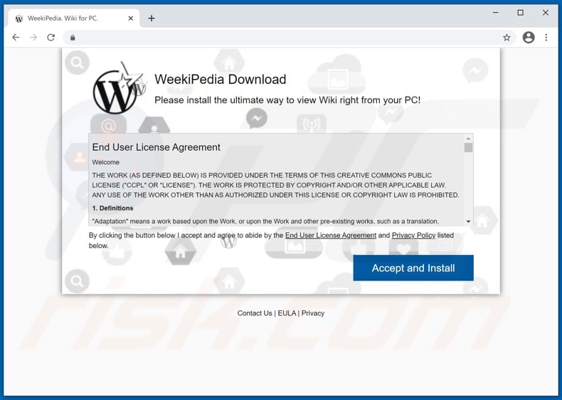 WeekiPedia adware promoting website