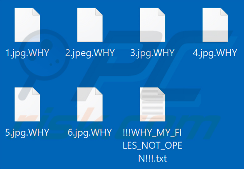 Files encrypted by WHY ransomware (.WHY extension)