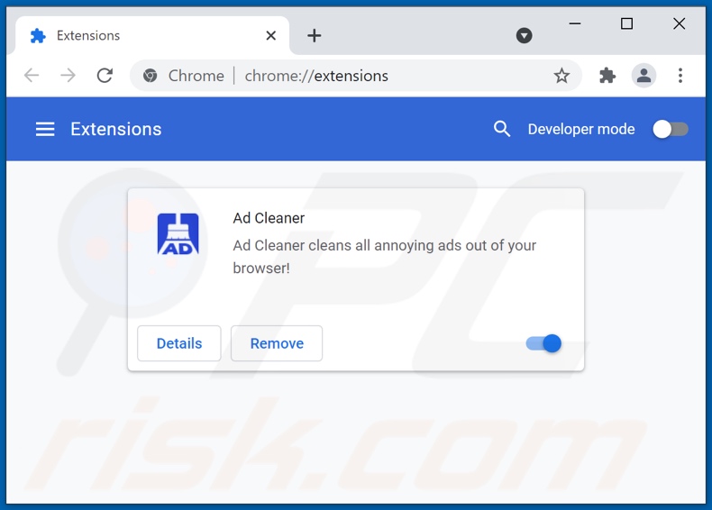 Removing Ad Cleaner ads from Google Chrome step 2