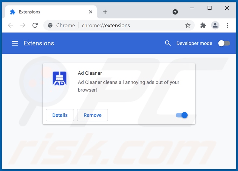 Removing Ad Cleaner ads from Google Chrome step 2