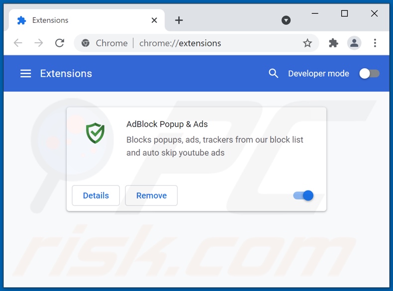Removing AdBlock Popup & Ads ads from Google Chrome step 2