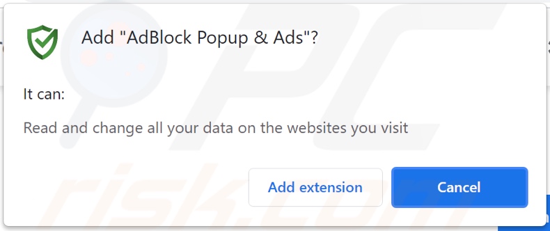 AdBlock Popup & Ads adware asking data-related permissions