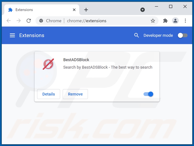 Removing bestadsblock.com related Google Chrome extensions