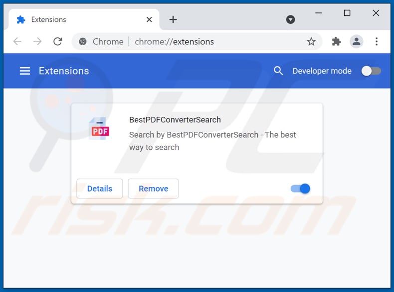Removing bestpdfconvertersearch.com related Google Chrome extensions