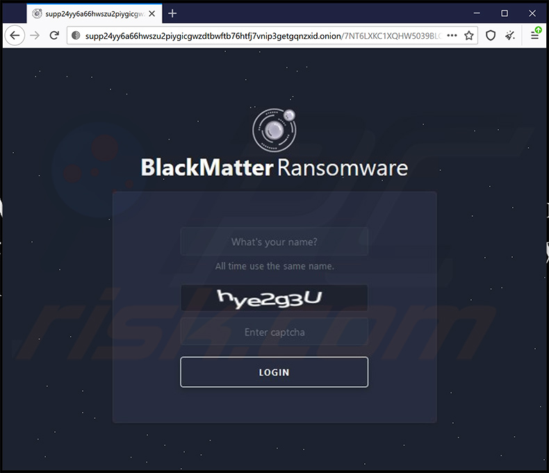 BlackMatter ransomware website