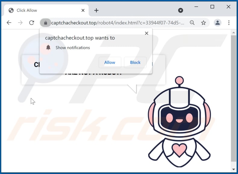 captchacheckout[.]top pop-up redirects