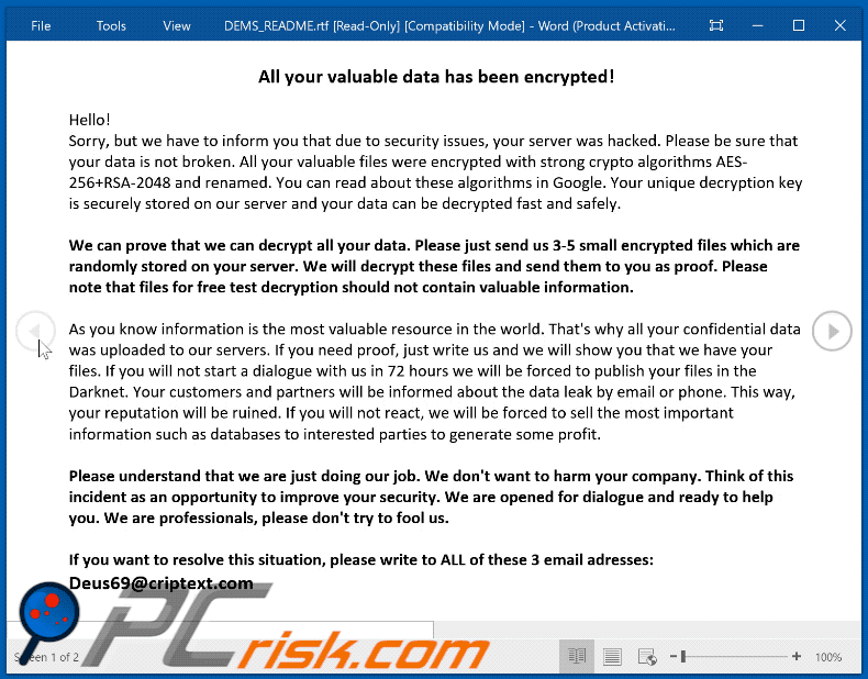DEMS ransomware ransom note GIF (DEMS_README.rtf)