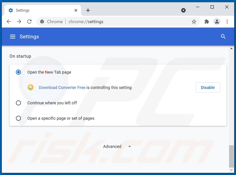 Removing downloadconverterfree.com from Google Chrome homepage