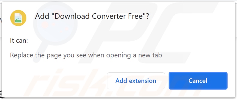 Download Converter Free browser hijacker asking for permission