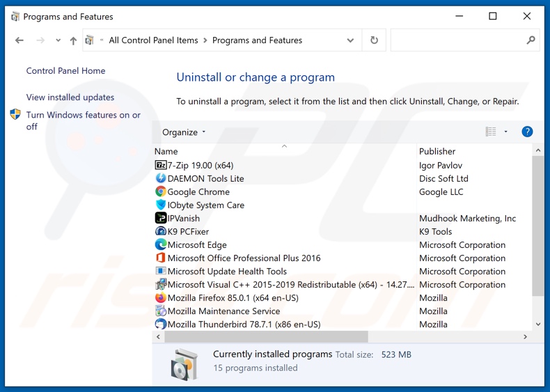 downloadconverterfree.com browser hijacker uninstall via Control Panel