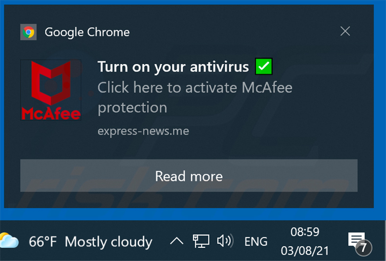 express-news[.]me pop-up notification in Google Chrome