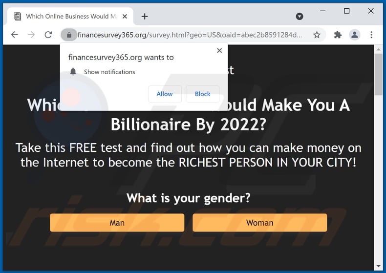 financesurvey365[.]org pop-up redirects