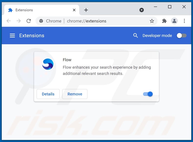 Removing Flow ads from Google Chrome step 2