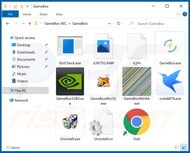 GameBox adware installation folder