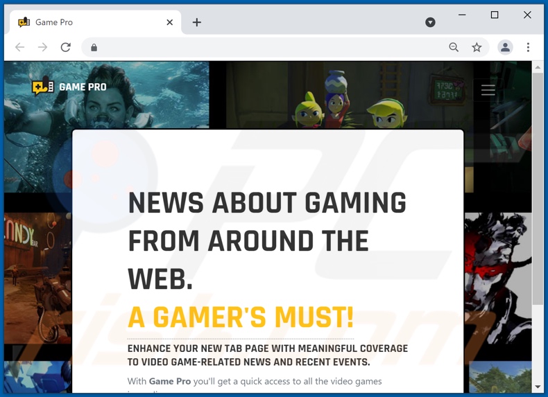 Website used to promote Gaming News Feed browser hijacker
