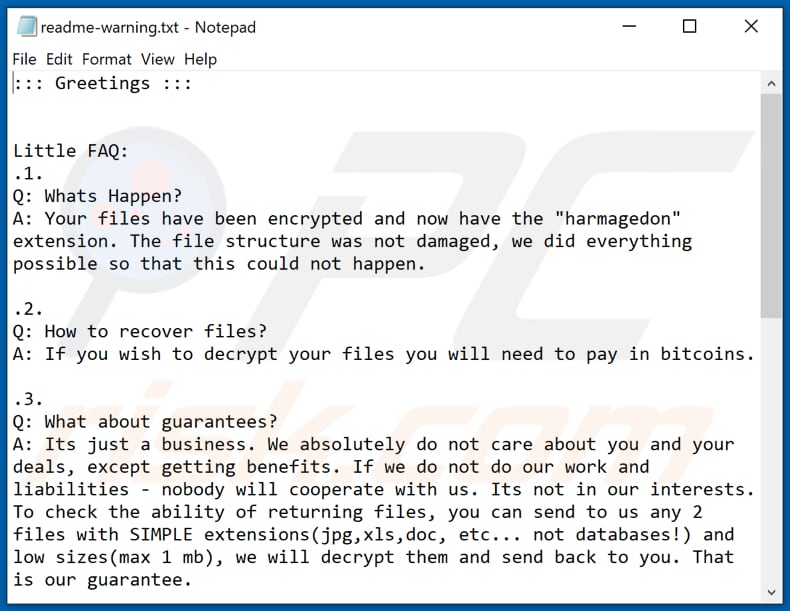 Harmagedon decrypt instructions (readme-warning.txt)