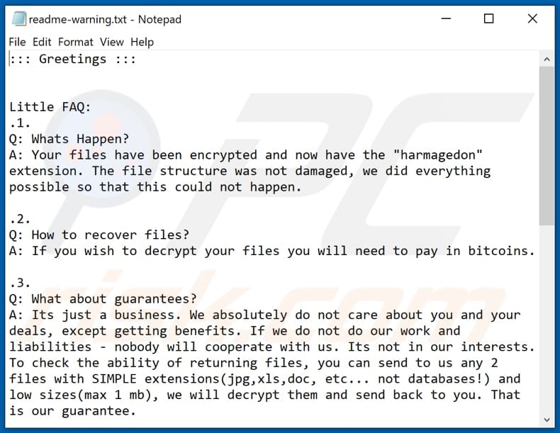 Harmagedon decrypt instructions (readme-warning.txt)