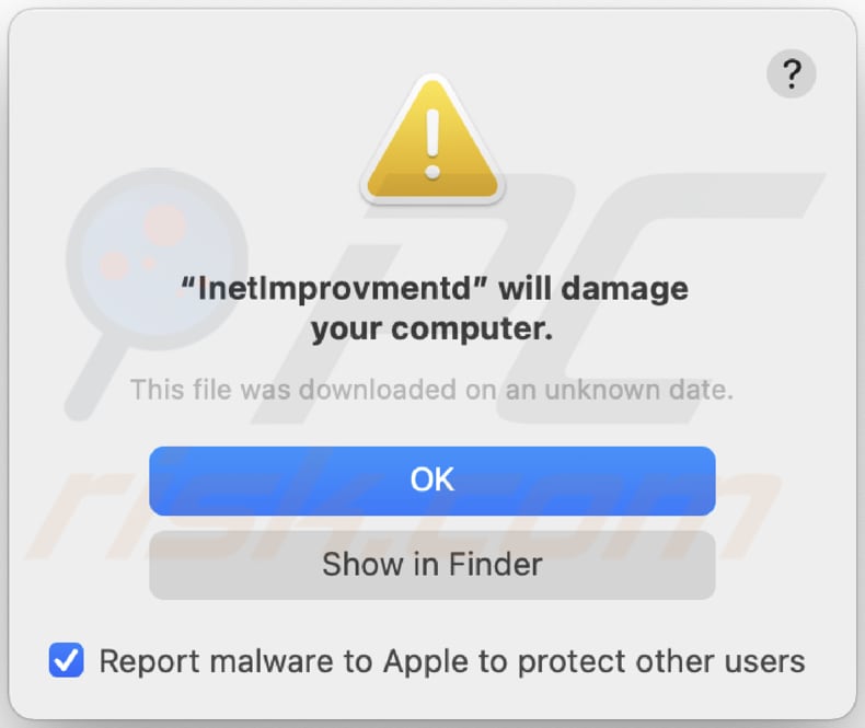 inetimprovment adware pop-up displayed while inetimprovment is installed