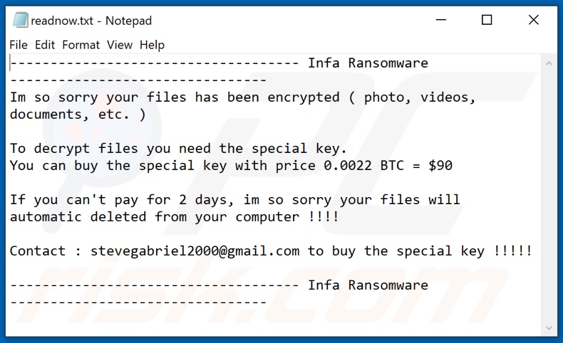 Infa decrypt instructions (readnow.txt)