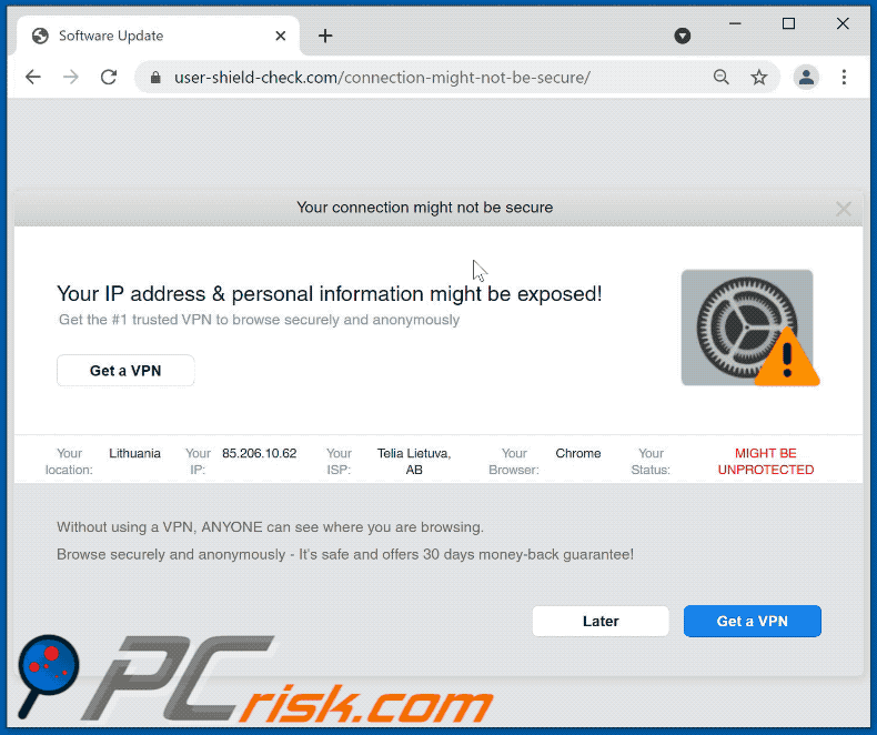 Appearance of IP address & personal information might be exposed scam