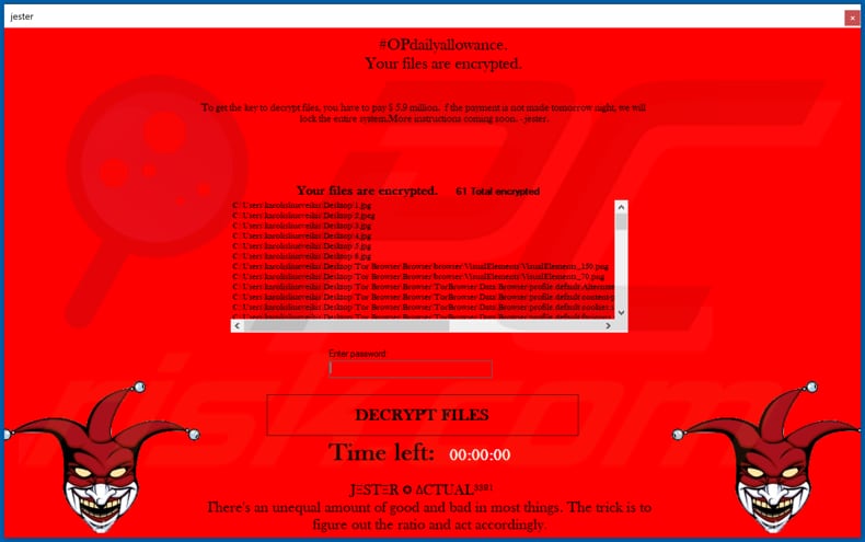 Jester decrypt instructions (pop-up window)