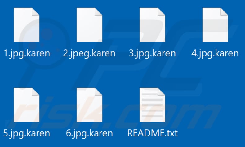 Files encrypted by Karen ransomware (.karen extension)
