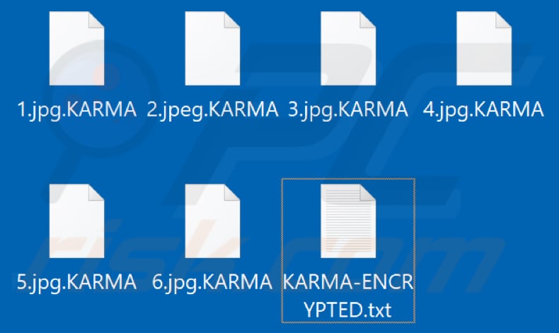 Files encrypted by Karma ransomware (.KARMA extension)