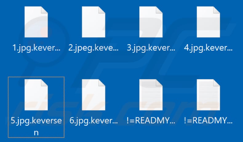 Files encrypted by Keversen ransomware (.keversen extension)