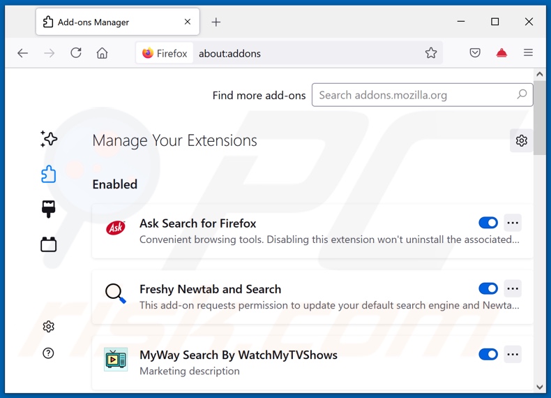 Removing kwiqsearch.com related Mozilla Firefox extensions