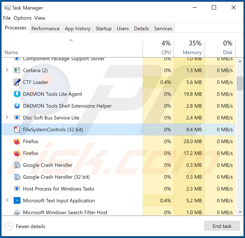 linpra email virus filesystemcontrols malicious process